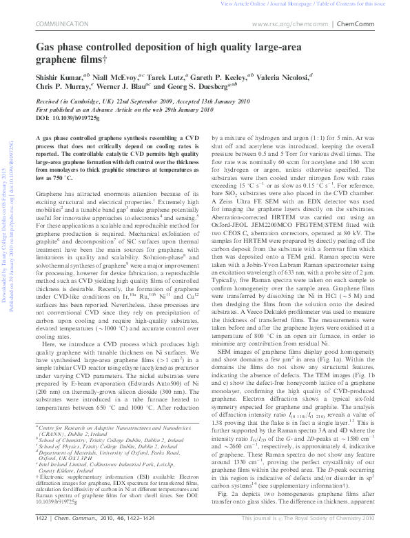 (PDF) Gas phase controlled deposition of high quality large-area ...