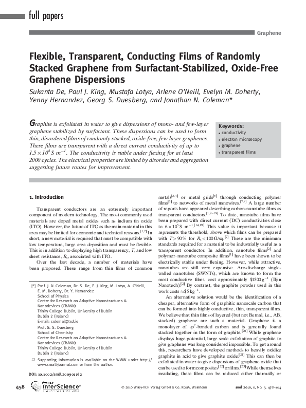 (PDF) Flexible, Transparent, Conducting Films of Randomly Stacked