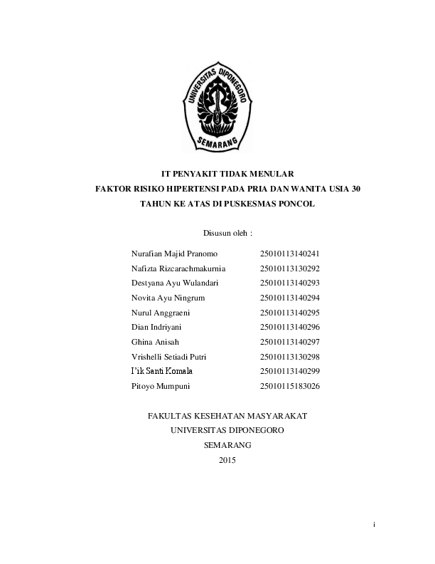Pdf Faktor Risiko Hipertensi Pada Pria Dan Wanita Usia 30 Tahun Ke Atas Di Puskesmas Poncol Achmad Rizki Azhari Academia Edu