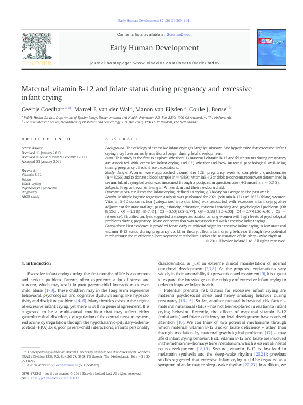 (PDF) Maternal vitamin B12 and folate status during pregnancy and