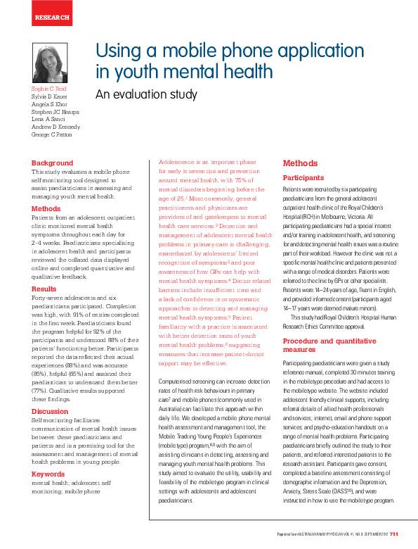 (PDF) Using a mobile phone application in youth mental health - an ...