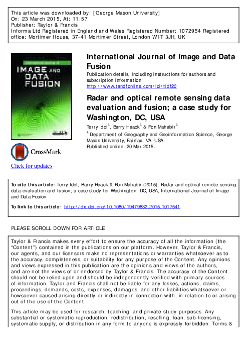 (PDF) Radar and optical remote sensing data evaluation and fusion; a ...