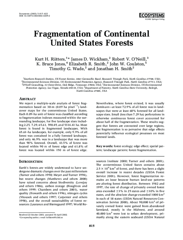 (PDF) Fragmentation of Continental United States Forests