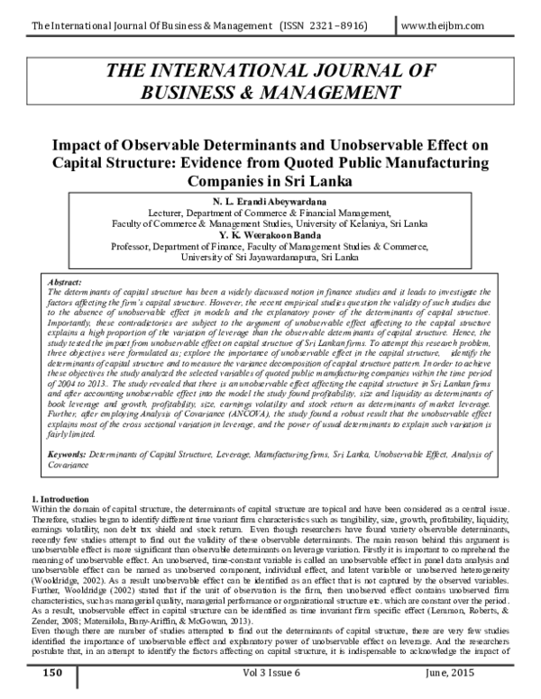 (PDF) Impact of Observable Determinants and Unobservable Effect on ...