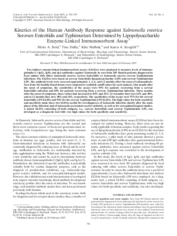 (PDF) Kinetics of the Human Antibody Response against Salmonella ...