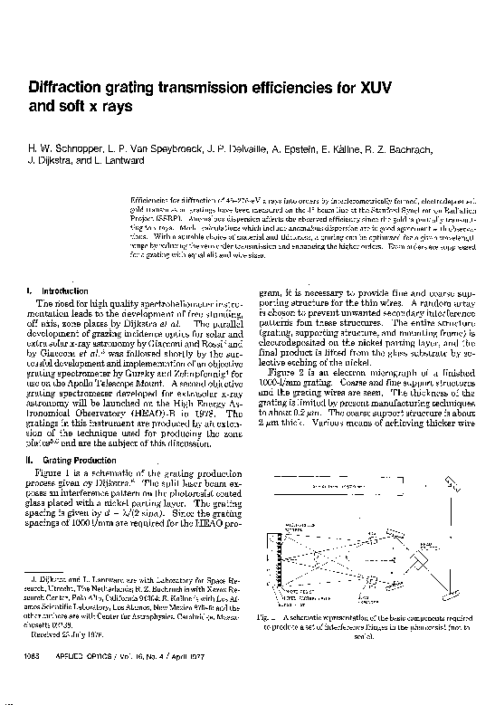 (PDF) Diffraction grating transmission efficiencies for XUV and soft x rays