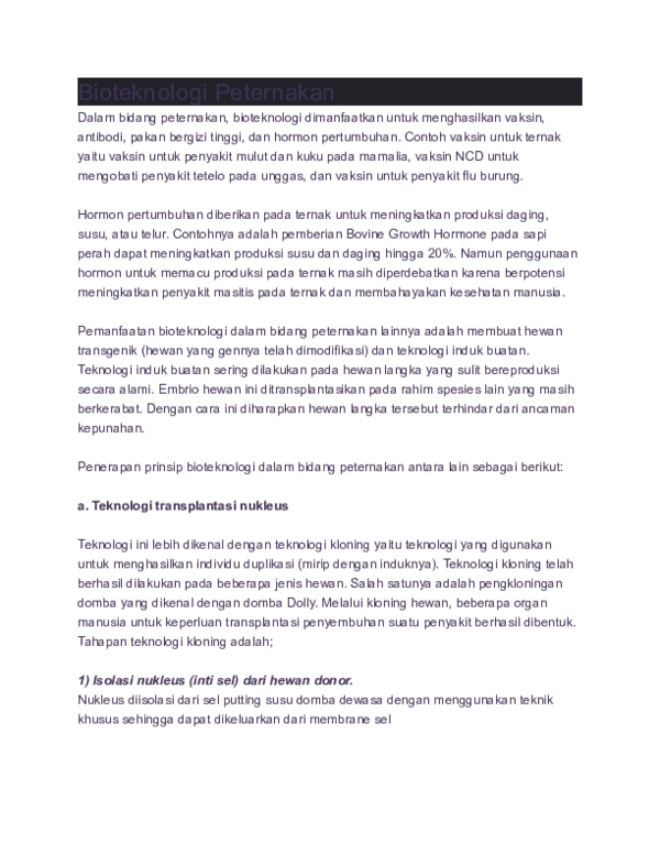 Doc Bioteknologi Peternakan Nandita Hf Academia Edu
