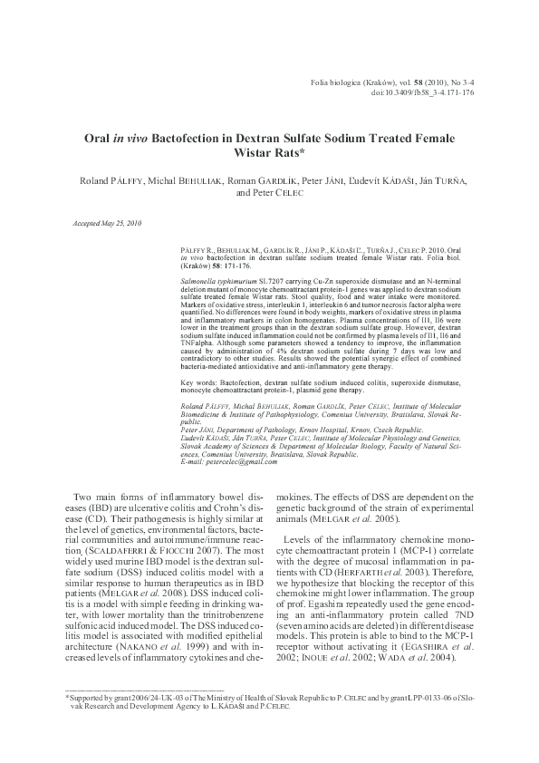(PDF) Oral in vivo Bactofection in Dextran Sulfate Sodium Treated ...