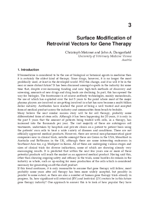 (PDF) Surface Modification of Retroviral Vectors for Gene Therapy