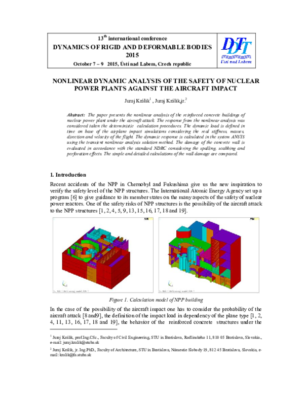 Safety of Nuclear Power Plants against the Aircraft Attack Juraj