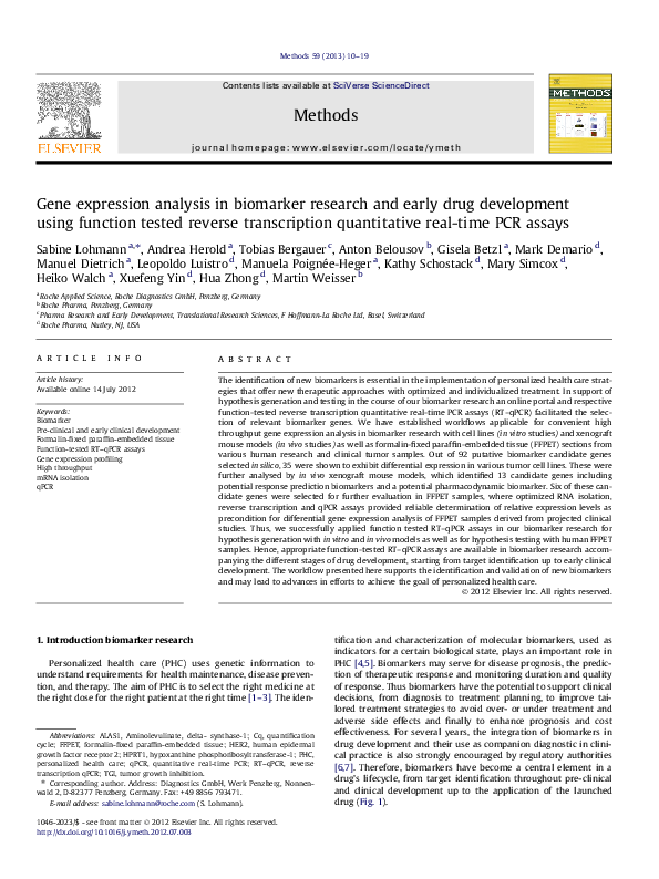 (PDF) Gene expression analysis in biomarker research and early drug ...
