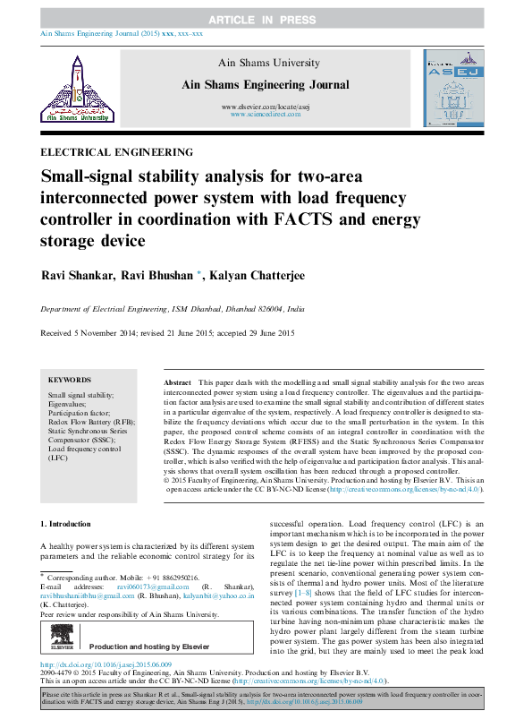 (PDF) Load Frequency Control In Power System | Md. Al-Amin Sarker ...