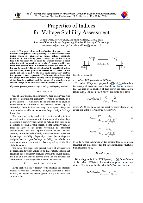 (PDF) Properties of indices for voltage stability assessment