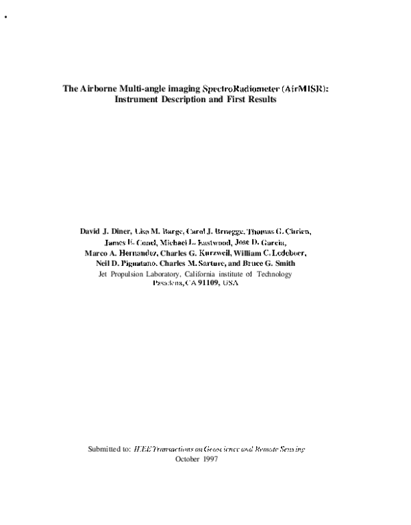 (PDF) The Airborne Multi-angle Imaging SpectroRadiometer (AirMISR ...