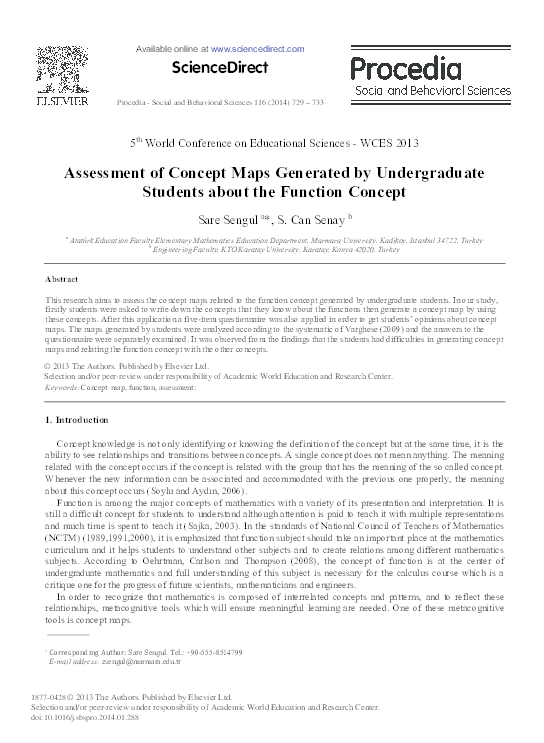 (PDF) Assessment of Concept Maps Generated by Undergraduate Students ...