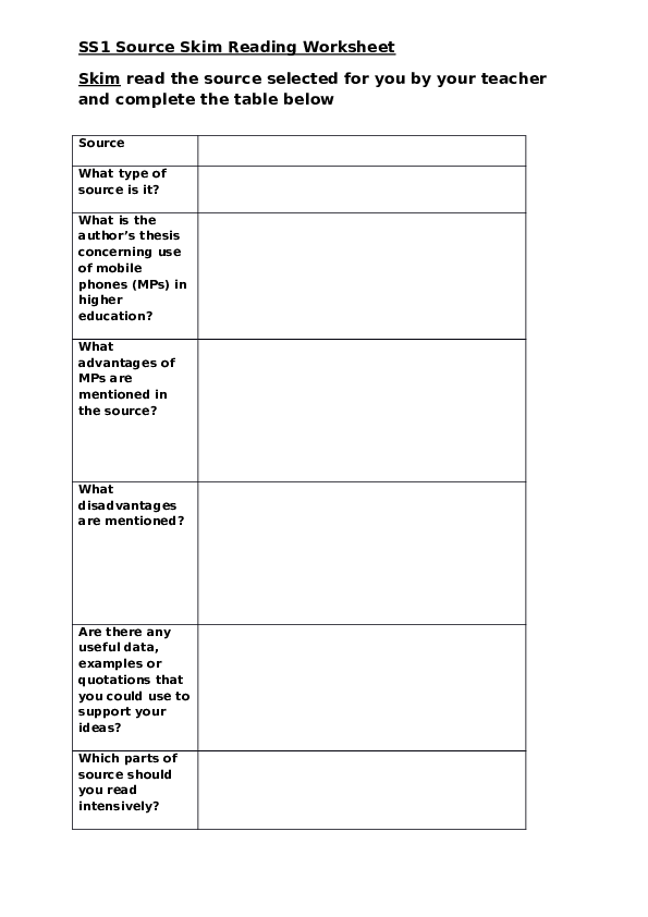 (DOC) Skim reading worksheet doc student version Nomak Sic Academia.edu