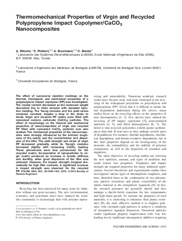 (PDF) Thermomechanical properties of virgin and recycled polypropylene ...