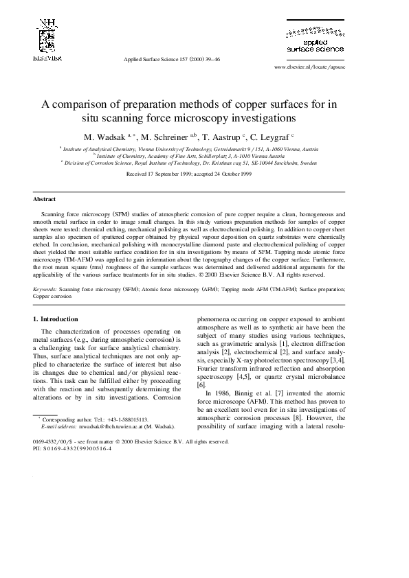 (PDF) A comparison of preparation methods of copper surfaces for in ...