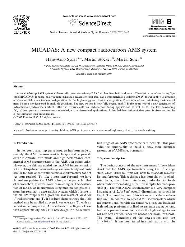 (PDF) MICADAS: A new compact radiocarbon AMS system