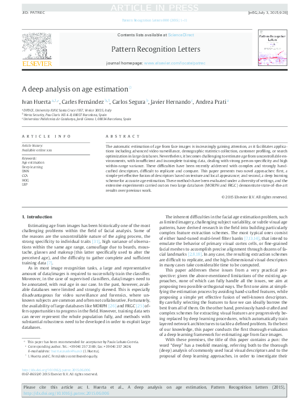(PDF) A deep analysis on age estimation