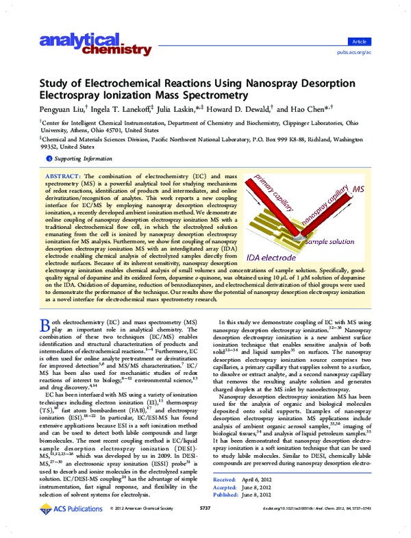 (PDF) Study of Electrochemical Reactions Using Nanospray Desorption ...