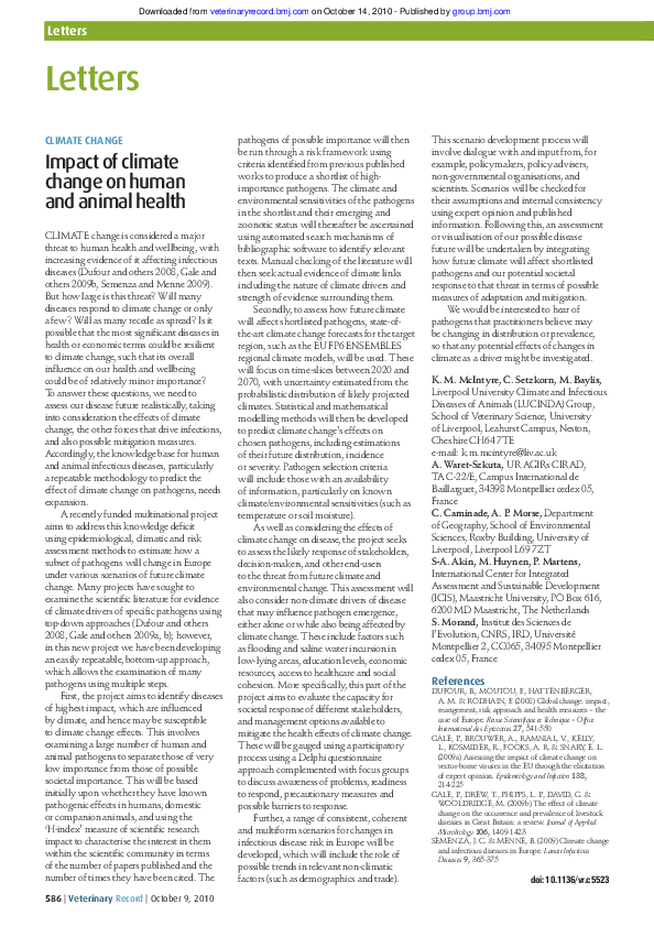 (PDF) Impact of climate change on human and animal health