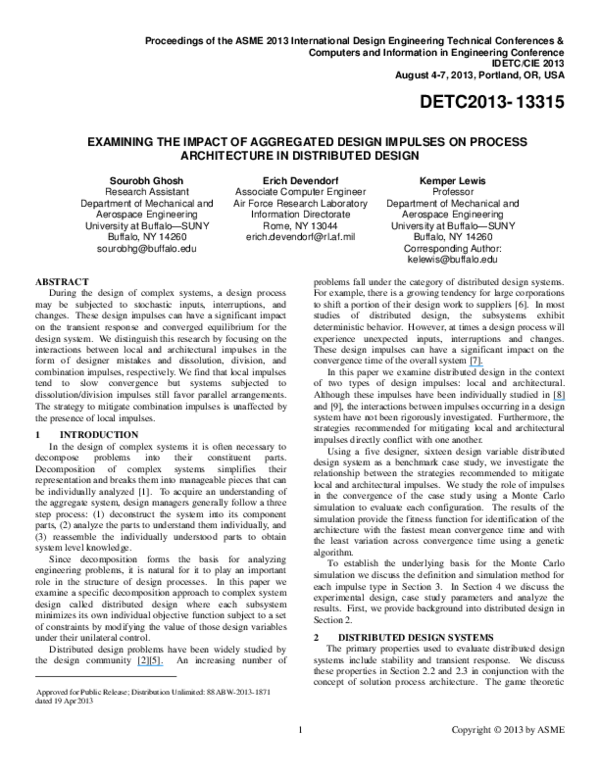 (PDF) Examining the Impact of Aggregated Design Impulses on Process ...