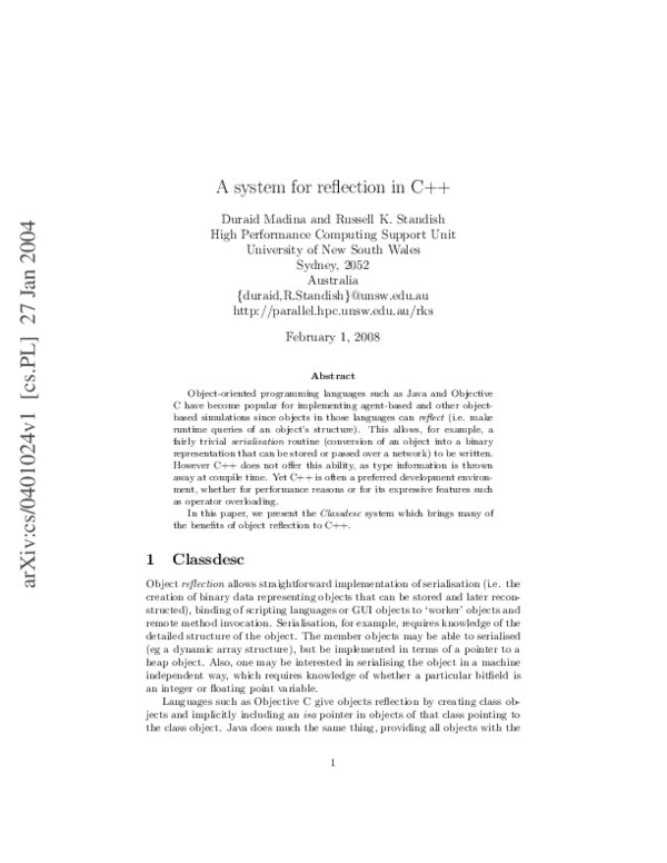 (PDF) A system for reflection in C