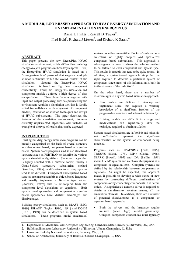 (PDF) A modular, loop-based approach to HVAC energy simulation and its ...