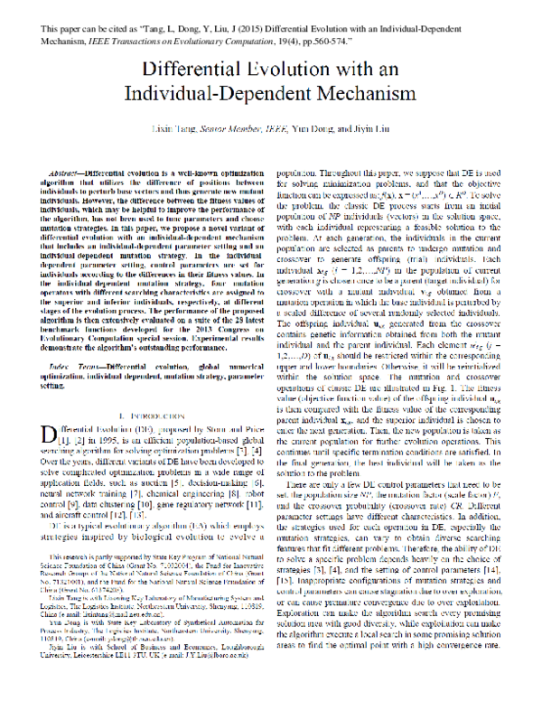 (PDF) Differential Evolution with an Individual-Dependent Mechanism