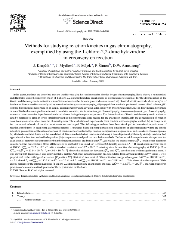 (PDF) Methods for studying reaction in gas chromatography