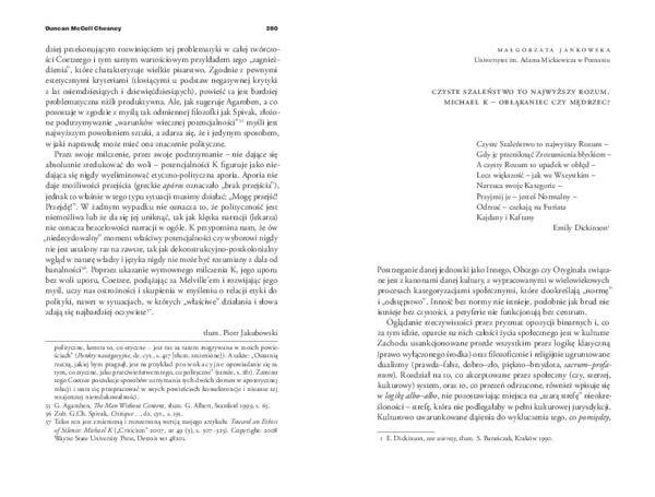 (PDF) Czyste Szaleństwo to najwyższy Rozum. Michael K – obłąkaniec czy ...