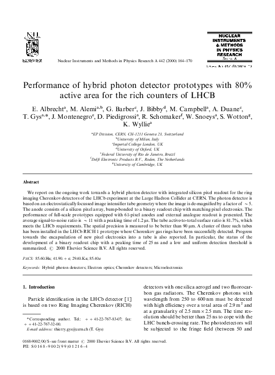 (PDF) Performance of hybrid photon detector prototypes with 80% active ...