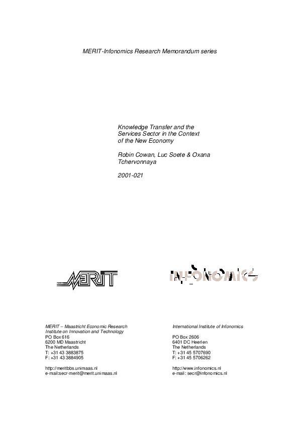 (PDF) Knowledge Transfer and the Services Sector in the Context of the ...