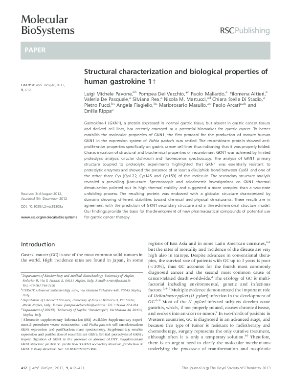 (PDF) Structural characterization and biological properties of human ...
