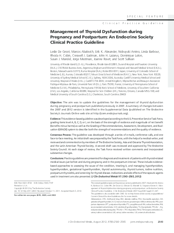 (PDF) Management of Thyroid Dysfunction during Pregnancy and Postpartum ...