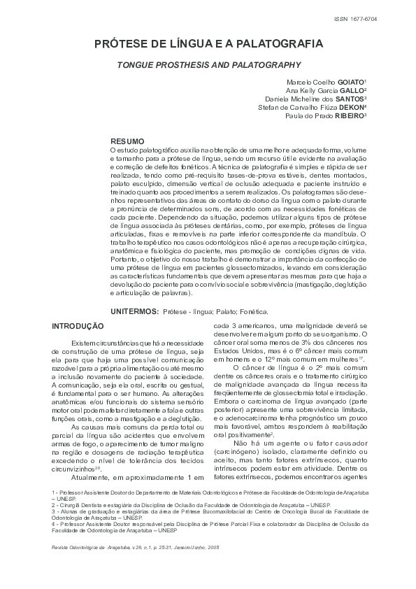 (PDF) PRÓTESE DE LÍNGUA E A PALATOGRAFIA TONGUE PROSTHESIS AND PALATOGRAPHY