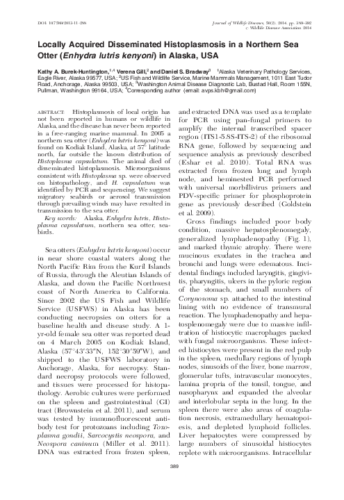 (PDF) Locally Acquired Disseminated Histoplasmosis in a Northern Sea