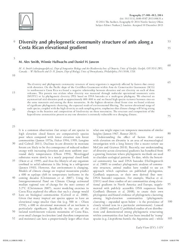 (PDF) Diversity and phylogenetic community structure of ants along a ...