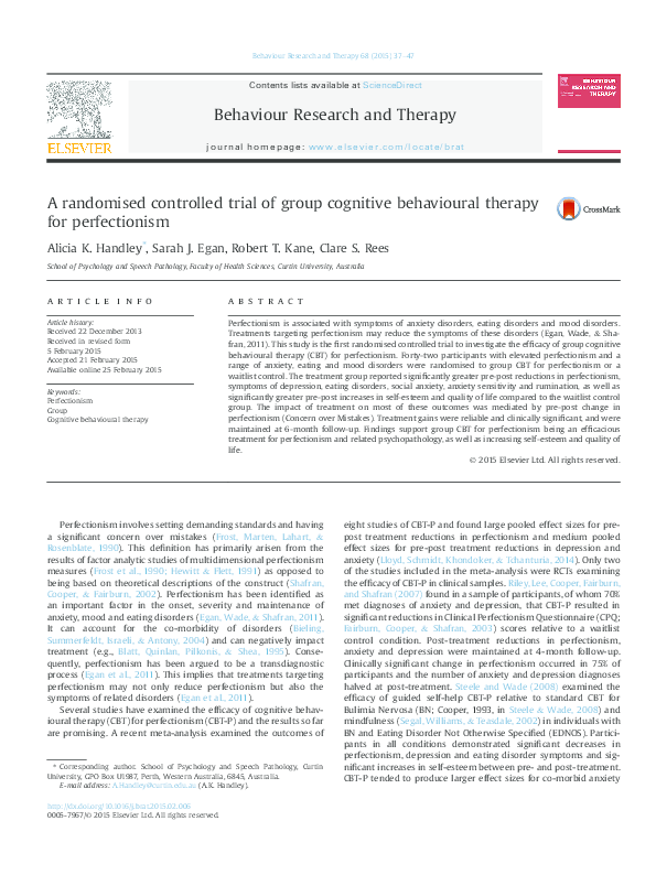 (PDF) A randomised controlled trial of group cognitive behavioural ...