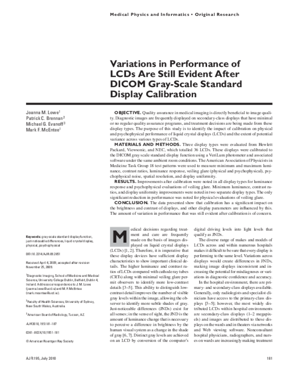 (PDF) Variations in Performance of LCDs Are Still Evident After DICOM ...