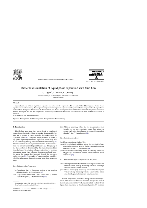 (PDF) Phase field simulation of liquid phase separation with fluid flow