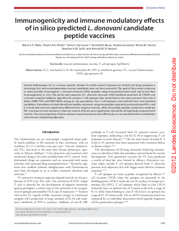 (PDF) Immunogenicity and immune modulatory effects of in silico ...