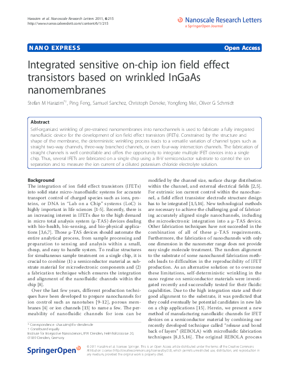 (PDF) Integrated sensitive on-chip ion field effect transistors based ...
