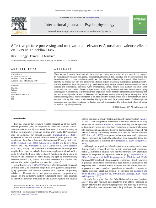 (PDF) Affective picture processing and motivational relevance: Arousal ...