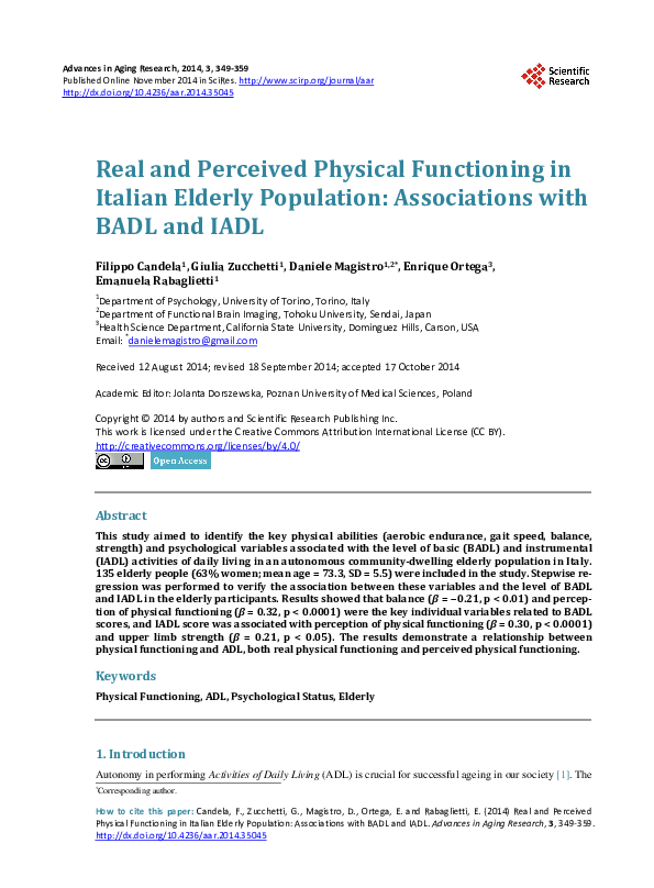(PDF) Real and Perceived Physical Functioning in Italian Elderly ...