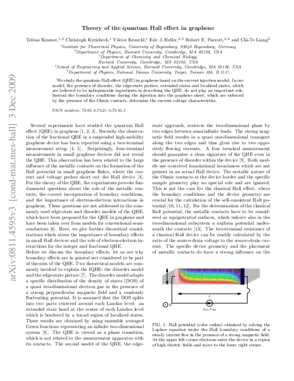 (PDF) Theory of the quantum Hall effect in graphene Viktor Krueckl