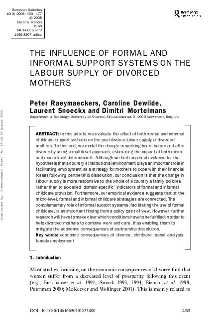  PDF The Influence Of Formal And Informal Support Systems On The 