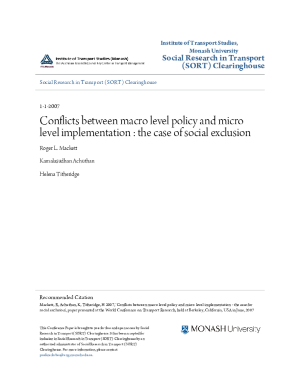 (PDF) Conflicts Between Macro Level Policy and Micro Level ...