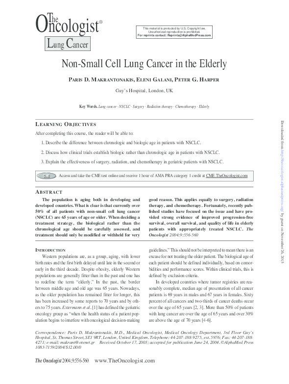 (PDF) Non-small-cell lung cancer in the elderly